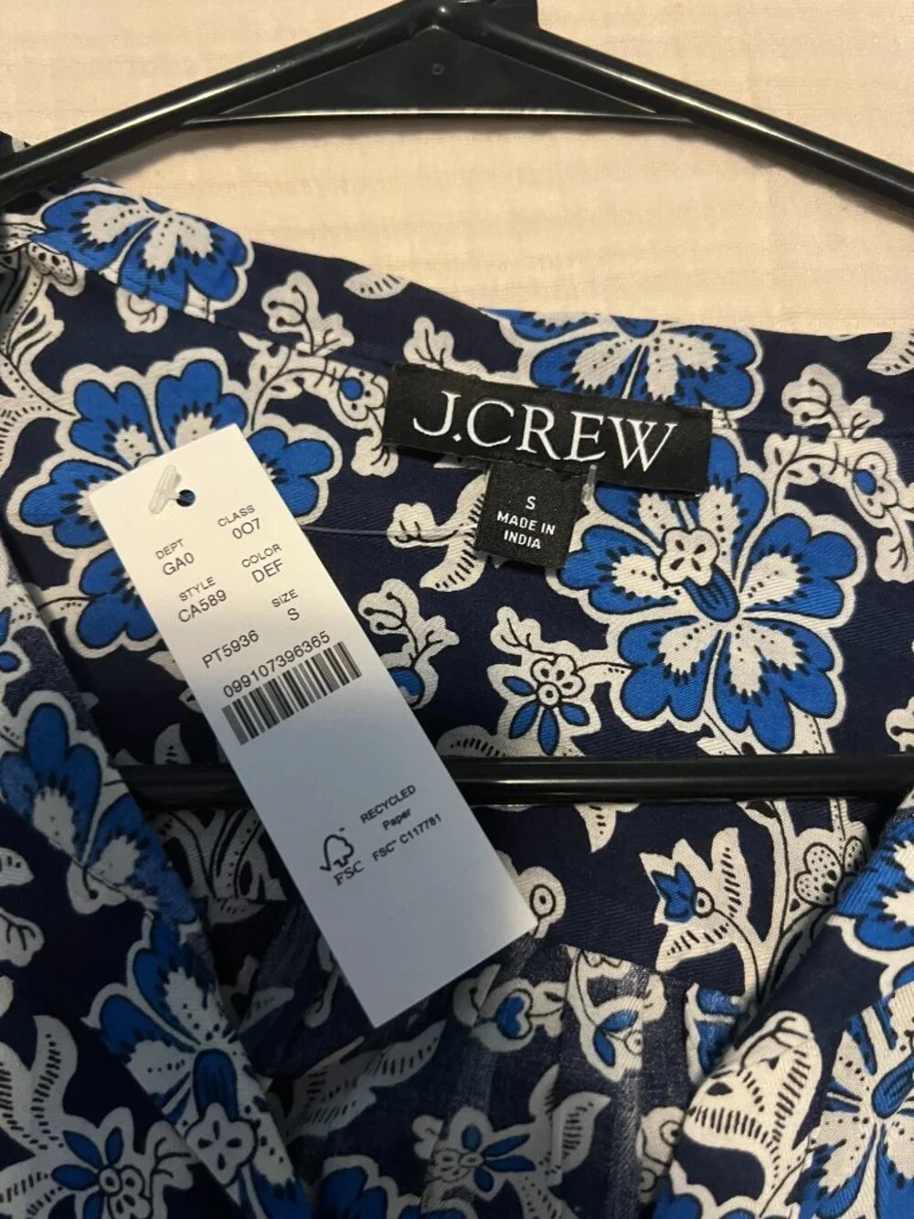 J. Crew V-neck tie top in floral cotton-blend dobby